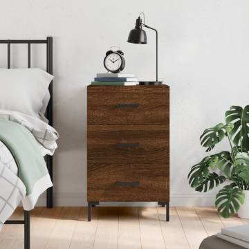 Modern Brown Oak Bedside Cabinet - 40x40x66 cm | Hipo Market