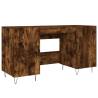 Elegant Smoked Oak Desk - 140x50 cm Engineered Wood