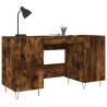 Elegant Smoked Oak Desk - 140x50 cm Engineered Wood