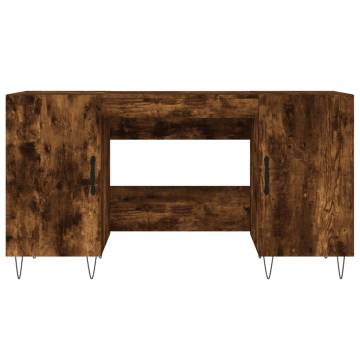 Elegant Smoked Oak Desk - 140x50 cm Engineered Wood