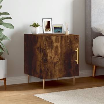 Smoked Oak Bedside Cabinet - Modern & Spacious 40x40x50 cm