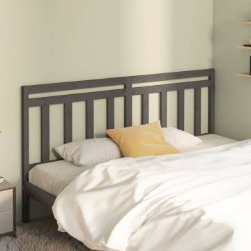 Stylish Grey Bed Headboard - Solid Wood Pine 206x4x100 cm