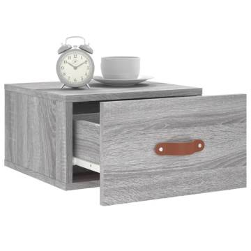 Wall-Mounted Bedside Cabinet in Grey Sonoma - 35x35x20 cm