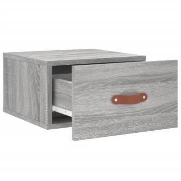 Wall-Mounted Bedside Cabinet in Grey Sonoma - 35x35x20 cm