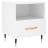 Stylish White Bedside Cabinet - Modern Engineered Wood Design