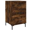 Modern Smoked Oak Bedside Cabinet - 40x40x66 cm