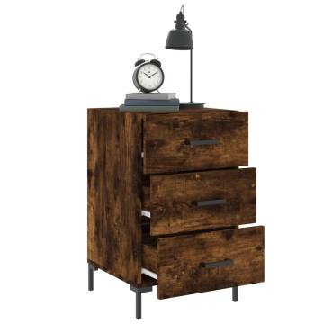 Modern Smoked Oak Bedside Cabinet - 40x40x66 cm