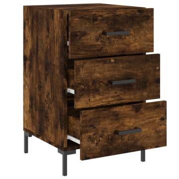 Modern Smoked Oak Bedside Cabinet - 40x40x66 cm