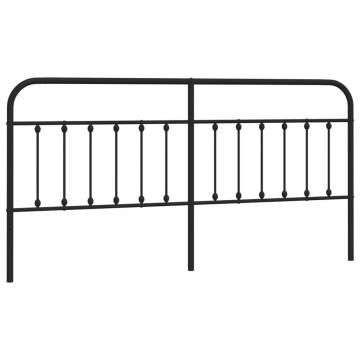 Stylish Black Metal Headboard 200 cm - Robust & Elegant