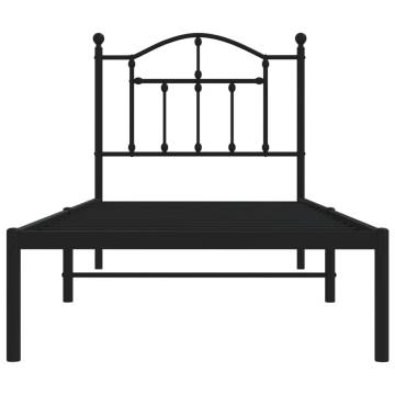 Metal Bed Frame with Headboard Black 80x200 cm - HipoMarket