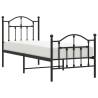 Metal Bed Frame with Headboard & Footboard - Black 75x190 cm