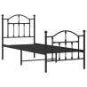 Metal Bed Frame with Headboard & Footboard - Black 75x190 cm