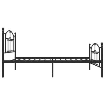 Metal Bed Frame with Headboard & Footboard - Black 75x190 cm