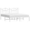 Metal Bed Frame with Headboard White 160x200 cm | HiPo Market