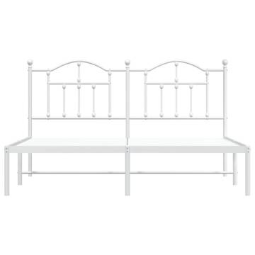 Metal Bed Frame with Headboard White 160x200 cm | HiPo Market