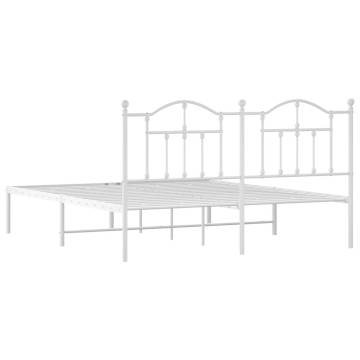 Metal Bed Frame with Headboard White 160x200 cm | HiPo Market