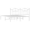 Metal Bed Frame with Headboard White 160x200 cm | HiPo Market