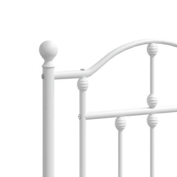 Metal Bed Frame with Headboard White 160x200 cm | HiPo Market