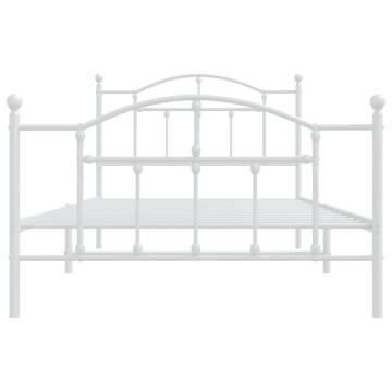 White Metal Bed Frame with Headboard & Footboard - 107x203 cm