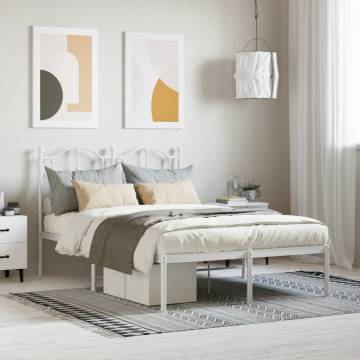 White Metal Bed Frame with Headboard - Small Double (120x190 cm)