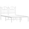 White Metal Bed Frame with Headboard - Small Double (120x190 cm)