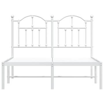 White Metal Bed Frame with Headboard - Small Double (120x190 cm)