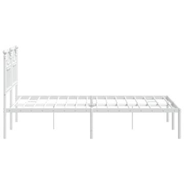 White Metal Bed Frame with Headboard - Small Double (120x190 cm)