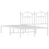 White Metal Bed Frame with Headboard - Small Double (120x190 cm)