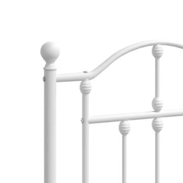 White Metal Bed Frame with Headboard - Small Double (120x190 cm)