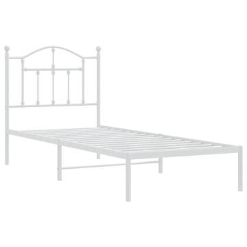 Metal Bed Frame with Headboard White 80x200 cm - Hipomarket