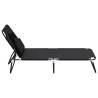 Folding Sun Lounger - Black Oxford Fabric & Steel