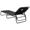 Folding Sun Lounger - Black Oxford Fabric & Steel