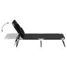 Folding Sun Lounger - Black Oxford Fabric & Steel