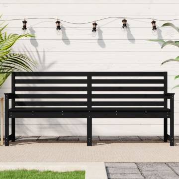 Garden Bench Black 203.5x48x91.5 cm Solid Wood Pine | Hipo Market