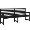 Garden Bench Black 203.5x48x91.5 cm Solid Wood Pine | Hipo Market