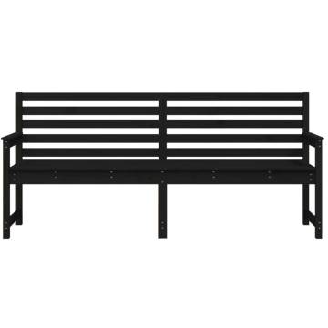 Garden Bench Black 203.5x48x91.5 cm Solid Wood Pine | Hipo Market