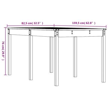 Honey Brown Garden Table - 159.5x82.5 cm Solid Pine Wood