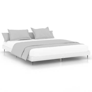 Stylish White Bed Frame 140x200 cm | Durable Engineered Wood