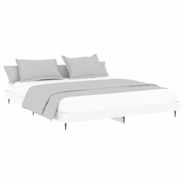 Stylish White Bed Frame 140x200 cm | Durable Engineered Wood