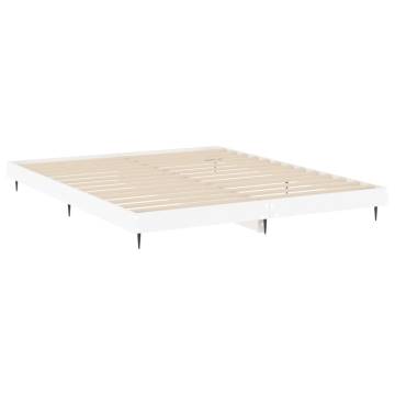 Stylish White Bed Frame 140x200 cm | Durable Engineered Wood