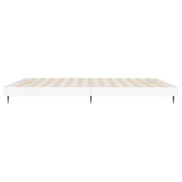 Stylish White Bed Frame 140x200 cm | Durable Engineered Wood