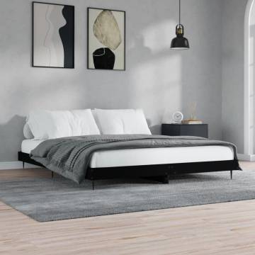 Black Bed Frame 160x200 cm | Durable Engineered Wood