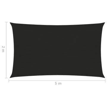 Sunshade Sail 160 g/m² Black 2x5 m HDPE - Shade Solutions