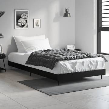 Black Bed Frame 90x200 cm - Durable Engineered Wood Design