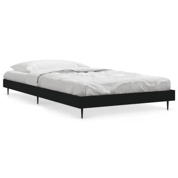 Black Bed Frame 90x200 cm - Durable Engineered Wood Design