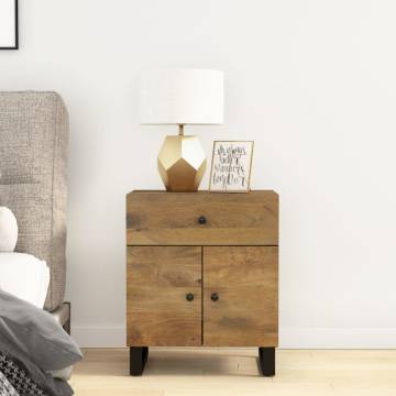 Stylish Solid Mango Wood Bedside Cabinet - 50x33x60 cm