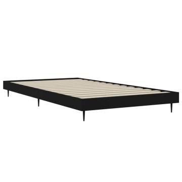 Black Bed Frame 90x200 cm - Durable Engineered Wood Design