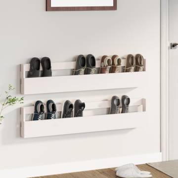 Wall-mounted Shoe Racks - 2 pcs White Pine Wood - Hipomarket