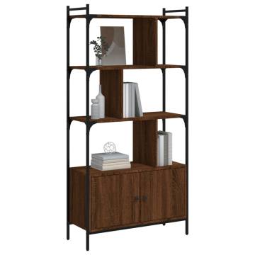 Bookcase with Doors - Brown Oak Engineered Wood | HiPo Market