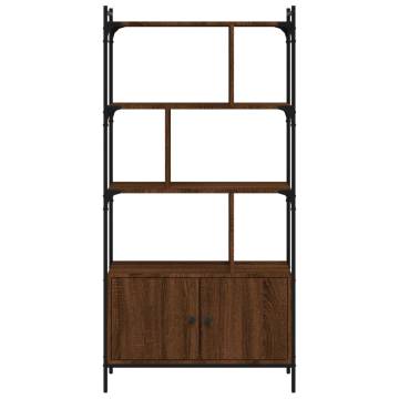 Bookcase with Doors - Brown Oak Engineered Wood | HiPo Market